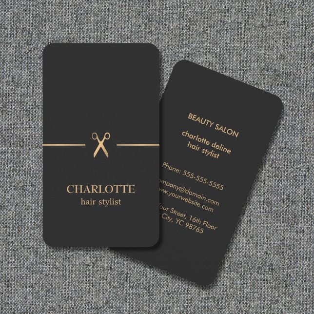 Carte De Visite Moderne Élégant Chic Faux Or Coiffeur (Créateur téléchargé)