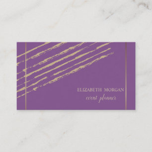 Carte De Visite Moderne Élégant Chic, Rayures Pailletées, Violet