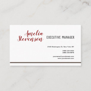 Carte De Visite Moderne Elégant Contemporain Blanc Gris Rouge