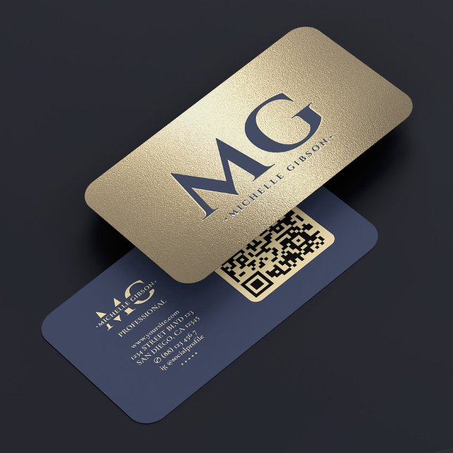 Carte De Visite Moderne Elegant Dark Navy Blue Gold Professionnel (Modern Elegant Dark Navy Blue Gold Professional Business Card
)