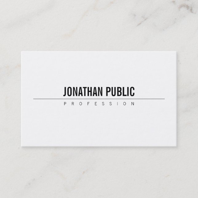 Carte De Visite Moderne Élégant Design simple Professionnel BW Pla (Devant)