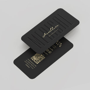 Carte De Visite Moderne Elégant Docteur Monogramme Médicale Black