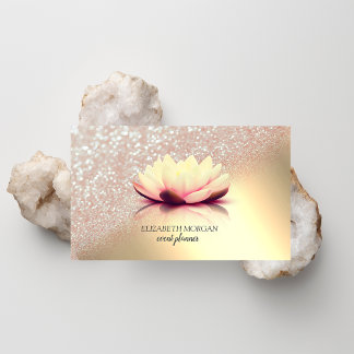 Carte De Visite Moderne Élégant Doré Paillettes Bokeh Ombre Lotus