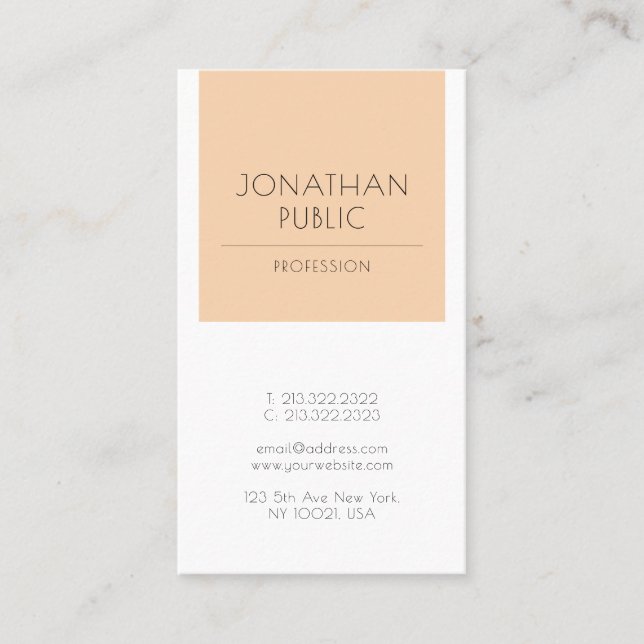 Carte De Visite Moderne élégant élégant sobre sobre tendance Apric (Devant)