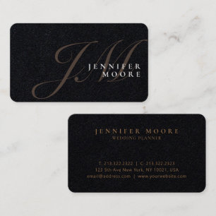 Carte De Visite Moderne Elegant Gold Premium Noir Monogramme