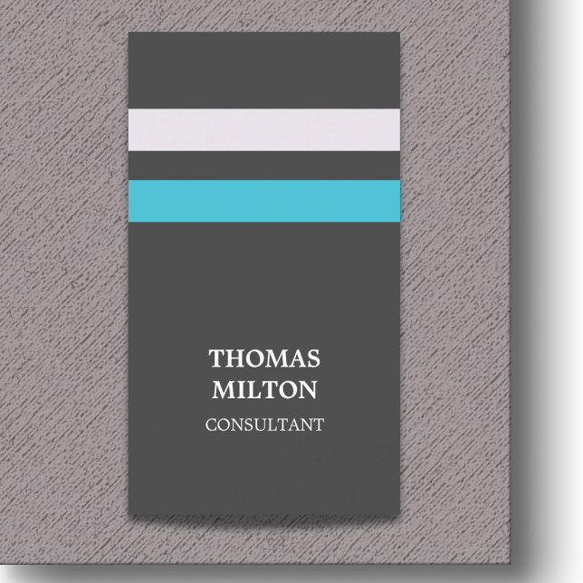 Carte De Visite Moderne Elegant Grey Blue Stripes Consultant (Créateur téléchargé)
