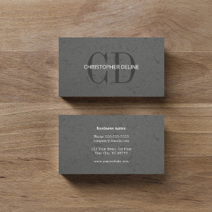 Carte De Visite Moderne Elegant Gris Pierre Monogramme Consultant