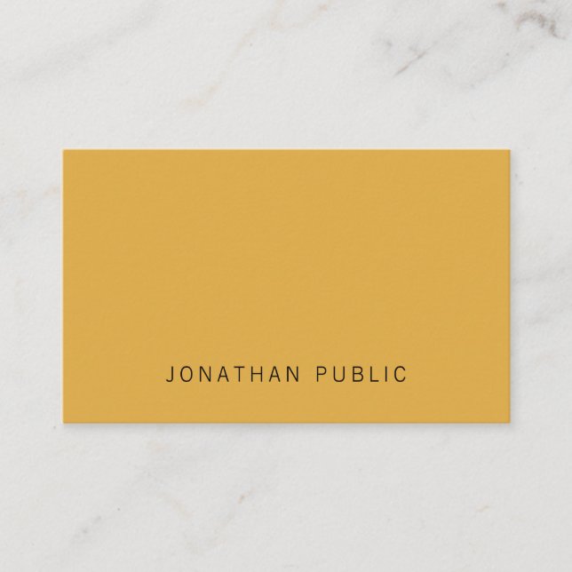 Carte De Visite Moderne Elégant Jaune Brown  simple Modèle (Devant)