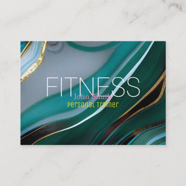 Carte De Visite Moderne Elégant Marbre Personal Fitness Trainer (Devant)