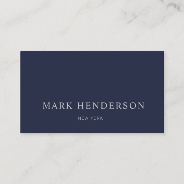 Carte De Visite Moderne Elegant Marine Professionnelle Bleu (Devant)