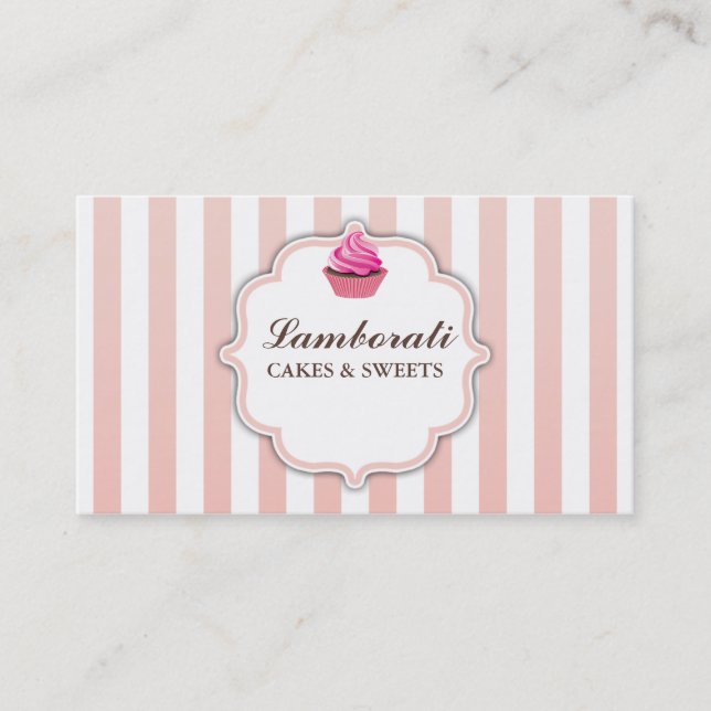 Carte De Visite Moderne élégant mignon de rose de boulangerie de (Devant)