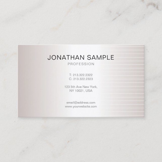 Carte De Visite Moderne Elégant minimaliste Plain Faux Silver Luxe (Devant)