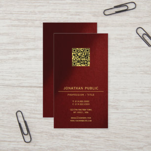 Carte De Visite Moderne Élégant Modèle de Code QR Texte Or Vertica