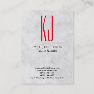 Carte De Visite Moderne élégant Monogramme gris rouge tendance