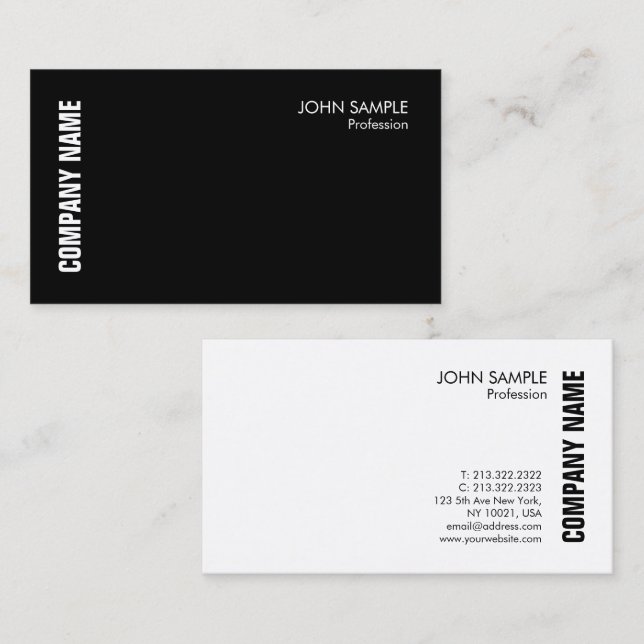 Carte de visite moderne Elégant noir blanc personn (Devant / Derrière)
