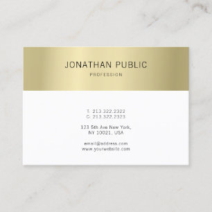 Carte De Visite Moderne Elegant Or Blanc Simple Professionnel