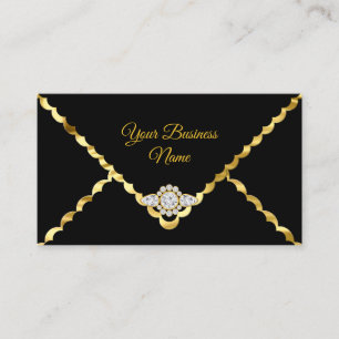 Carte De Visite Moderne élégant or noir diamant gemme
