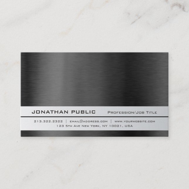 Carte De Visite Moderne Elegant Professionnel Argent Simple Plain (Devant)