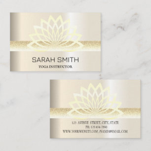 Carte De Visite Moderne Elégant Professionnel doré, fleur de lotus