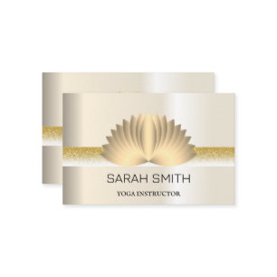 Carte De Visite Moderne Elégant Professionnel doré, fleur de lotus