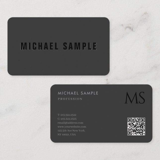 Carte De Visite Moderne élégant professionnel QR Code Monogramme n (Devant / Derrière)