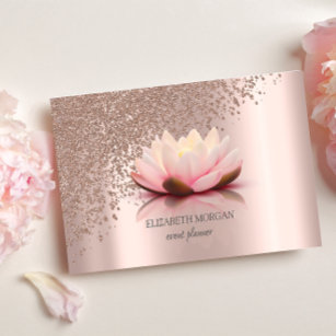 Carte De Visite Moderne Elégant Rose élégant Diamants Or Lotus