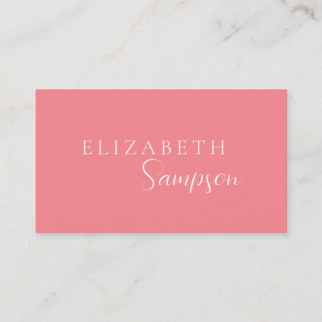 Carte De Visite Moderne Elegant rose et blanc (Devant)