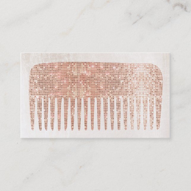 Carte De Visite Moderne élégant salon de cheveux Rose Gold Sequins (Devant)