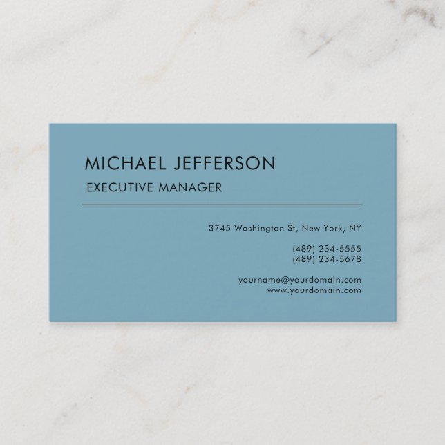 Carte De Visite Moderne Élégant Simple Bleu Clair (Devant)