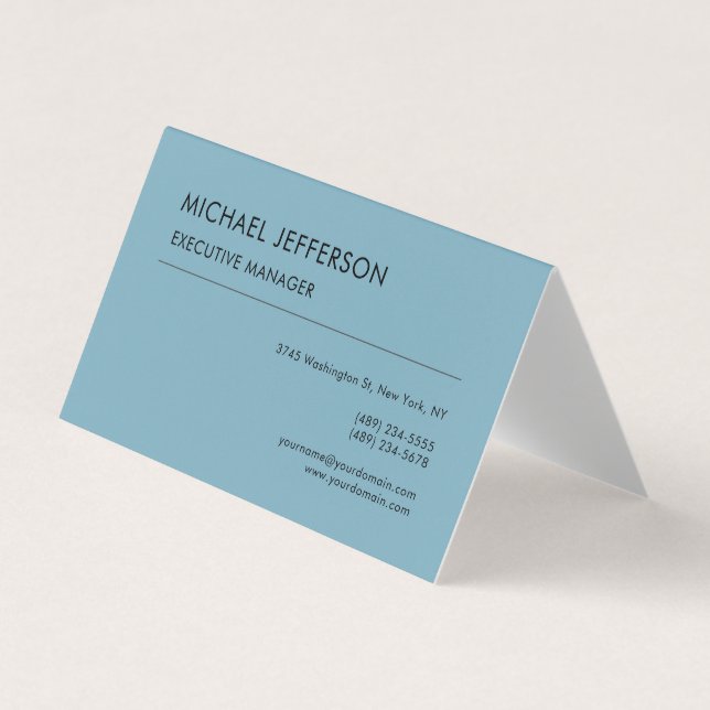 Carte De Visite Moderne Élégant Simple Bleu Clair (Devant)