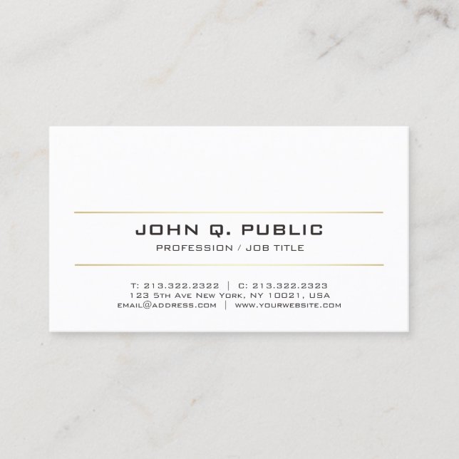 Carte De Visite Moderne élégant sobre et élégant Bleu doré Bleu (Devant)