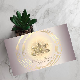 Carte De Visite Moderne Élégant Sparkle Gold Cercles Lotus