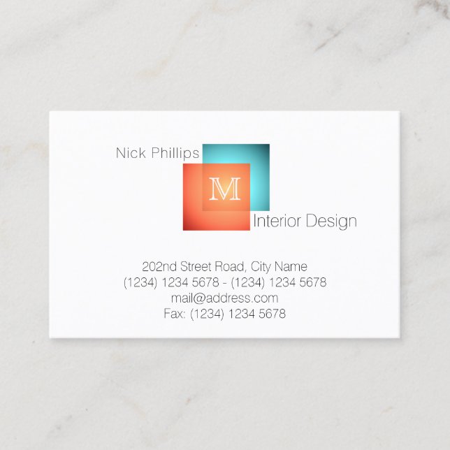 Carte De Visite Moderne élégant style minimal avec monogramme (Devant)