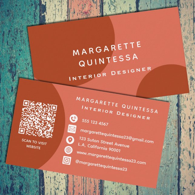 Carte De Visite Moderne Elegant Terracotta QR Code Professionnel (Créateur téléchargé)