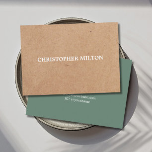 Carte De Visite Moderne Élégant Vert Imprimé KraftPaper Consultant