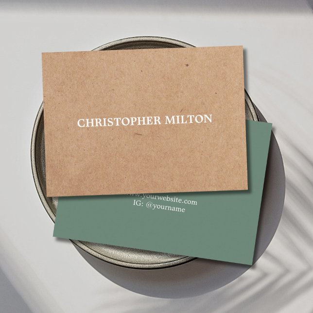 Carte De Visite Moderne Élégant Vert Imprimé KraftPaper Consultant (Créateur téléchargé)