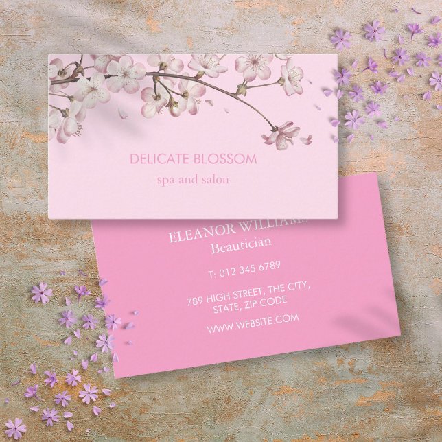 Carte De Visite Moderne Élégante Fleur Rose Délicate (Chic Modern Delicate Blossom Pink Business Card)