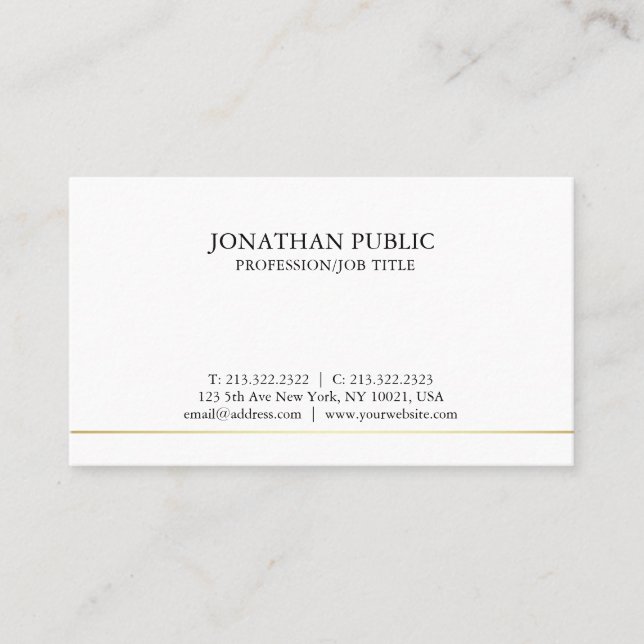 Carte De Visite Moderne Épuré Simple Élégant Professionnel Chic (Devant)