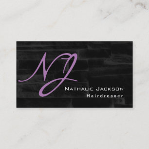 Carte De Visite Moderne et élégant Monogram Black Grey Coiffeur