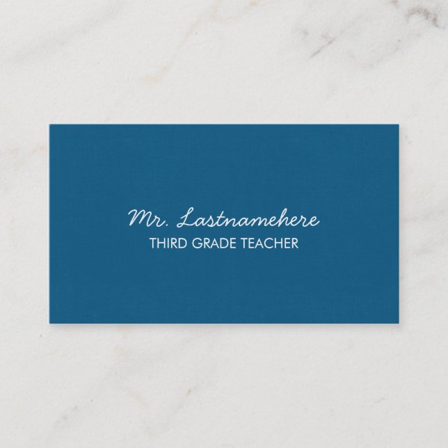 Carte de visite moderne et simple de professeur (Devant)
