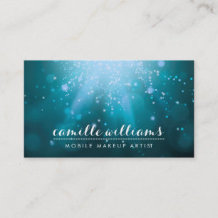 Carte De Visite MODERNE ETHEREAL BOKEH whimsmagie aqua bleu