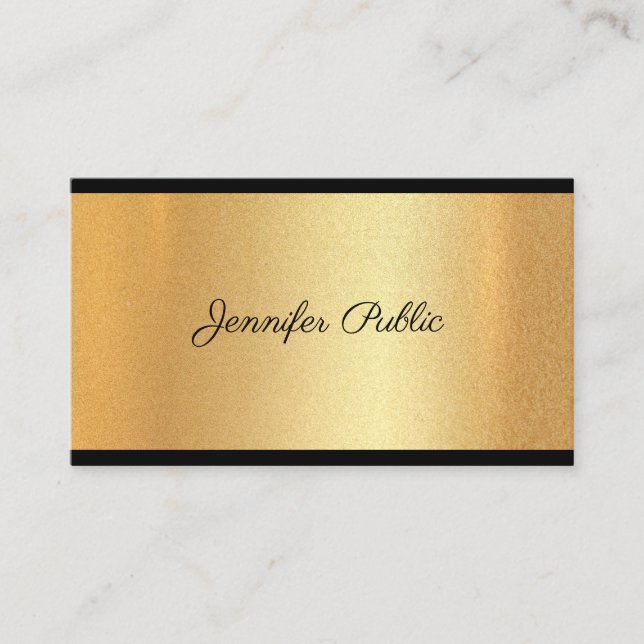 Carte De Visite Moderne Faux Gold Script à main Texte Chic Calligr (Devant)