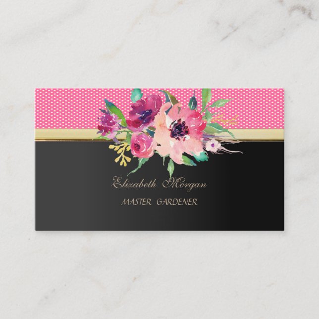 Carte De Visite Moderne Fleurs Aquarelles de Style Professionnel (Devant)