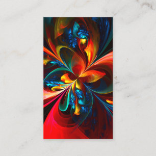 Carte De Visite Moderne Floral Abstrait Art Orange Bleu Motif #14