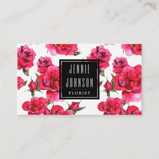 Carte de visite moderne floral de roses de roses (Devant)