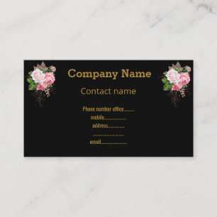 CARTE DE VISITE MODERNE FLORAL NOIR