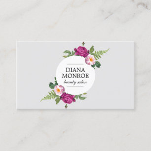 Carte de visite moderne Floral Wreath Grey Salon