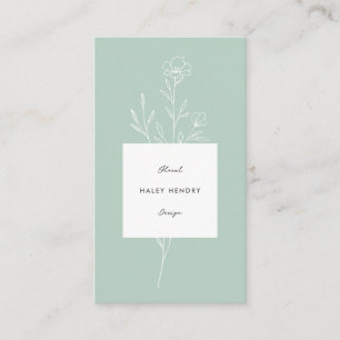 Carte De Visite Moderne Floriste minimaliste Floral Vert