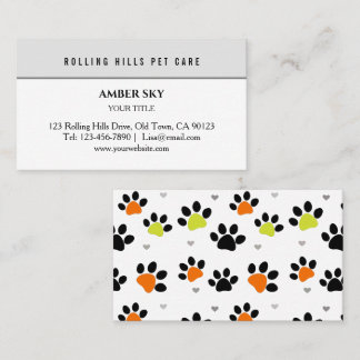 Carte De Visite Moderne Fun Coloré Paw Pet Care