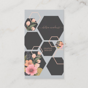 Carte De Visite Moderne Géométrique Floral   Nid d'Abeille